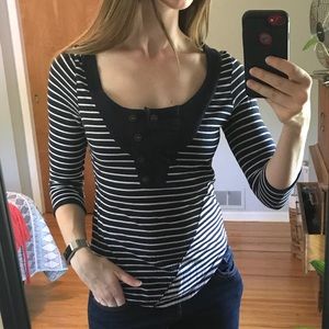 Anthropologie striped 3/4 sleeve top, XS pilcro